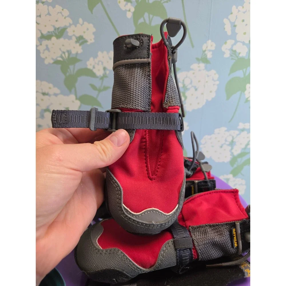 Ruffwear Polar Trex Dog Boots Red Gray Size Small 2.5in Vibram Winter Traction